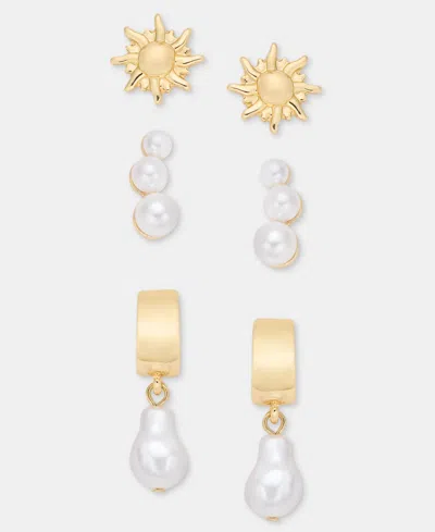 On 34th 3-pc. Set Sun & Imitation Pearl Earrings, Macy's Exclusive In Multi