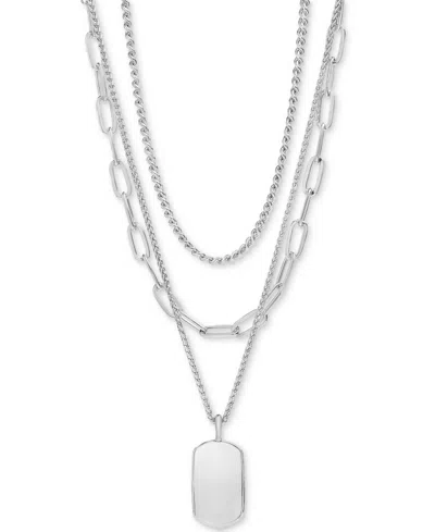 On 34th 3-row Chain Pendant Necklace, 16" To 19" + 2" Extender, Created For Macy's In Silver