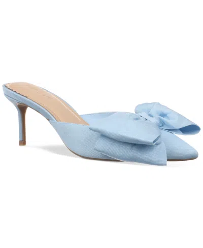 On 34th Alaynaa Pointed-toe Bow Mule Pumps, Exclusively At Macy's In Blue Fabric