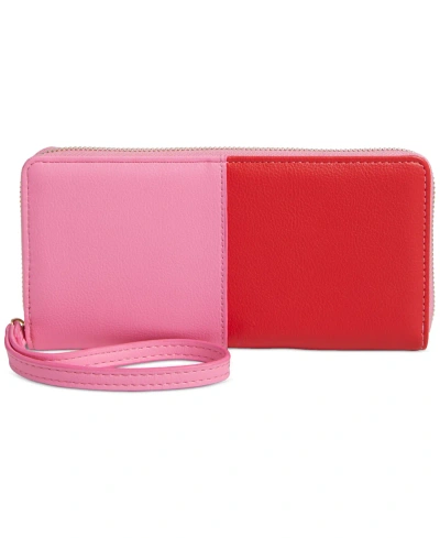 On 34th Angii Colorblocked Zip-around Wallet, Created For Macy's In Pink,red