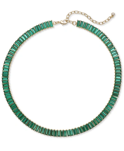 On 34th Baguette Crystal All-around Collar Tennis Necklace, 15" + 3" Extender, Created For Macy's In Green