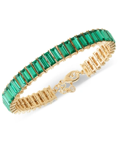 On 34th Baguette Crystal All-around Flex Tennis Bracelet, Created For Macy's In Green