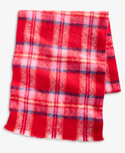 On 34th Brushed Plaid Blanket Wrap, Macy's Exclusive In Red