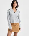 On 34th Brushed Sailor Collar V-neck Sweater, Macy's Exclusive In Gray