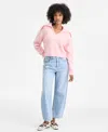 On 34th Brushed Sailor Collar V-neck Sweater, Macy's Exclusive In Pink