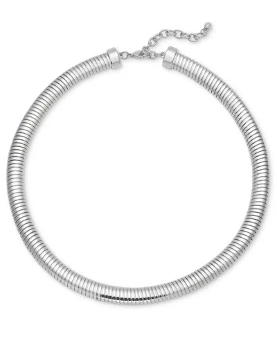 On 34th Coiled Chain Collar Necklace, 17" + 2" Extender, Created For Macy's In Silver