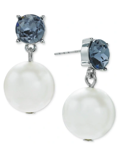 On 34th Color Crystal & Imitation Pearl Drop Earrings, Created For Macy's In Purple