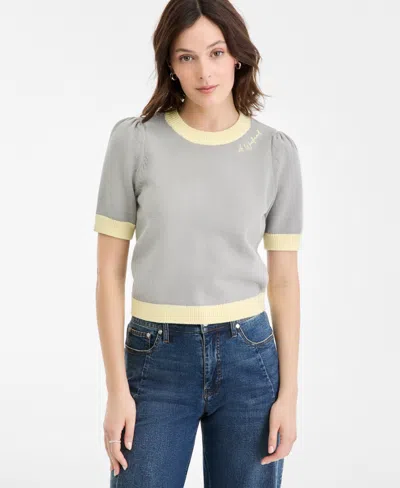 On 34th Colorblocked Short-sleeve Sweater, Macy's Exclusive In Gray