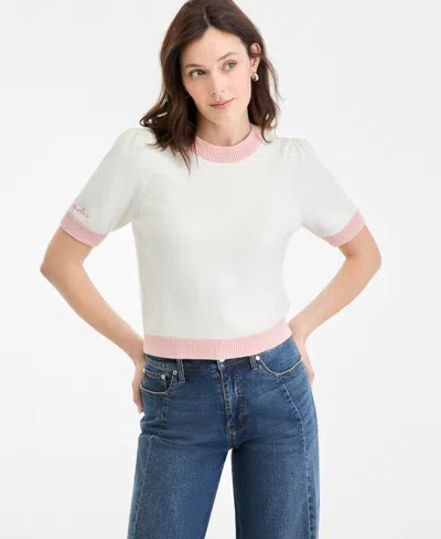 On 34th Colorblocked Short-sleeve Sweater, Macy's Exclusive In White