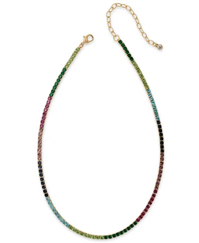 On 34th 3mm Crystal Station All-around Tennis Necklace, 15" + 3" Extender, Created For Macy's In Multi