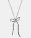 On 34th Crystal Bow Pendant Necklace, 22" + 2" Extender, Macy's Exclusive In Metallic