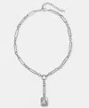 On 34th Crystal Charm Lariat Necklace, 16" + 3" Extender, Macy's Exclusive In Silver