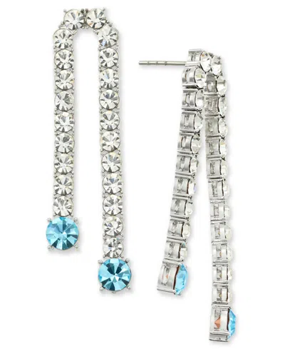 On 34th Crystal Double Chain Drop Earrings, Created For Macy's In Blue