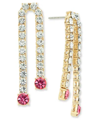 On 34th Crystal Double Chain Drop Earrings, Created For Macy's In Pink