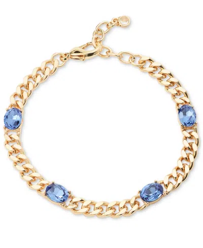 On 34th Crystal Station Chain Link Bracelet, Created For Macy's In Gold