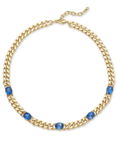 On 34th Crystal Station Chain Link Collar Necklace, 16" + 2" Extender, Created For Macy's In Gold
