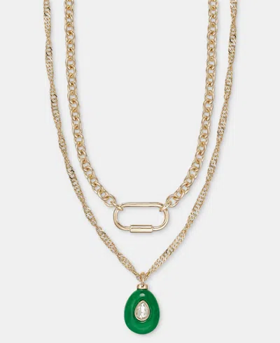 On 34th Crystal Stone Layered Necklace, 16"-20" + 3" Extender, Macy's Exclusive In Green