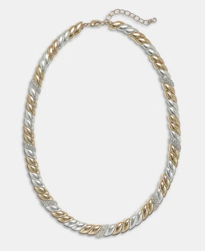 On 34th Crystal Stone Two-tone Necklace, 16" + 2" Extender, Macy's Exclusive In Grey
