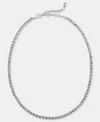 On 34th Crystal Tennis Necklace, 15" + 3" Extender, Macy's Exclusive In Silver