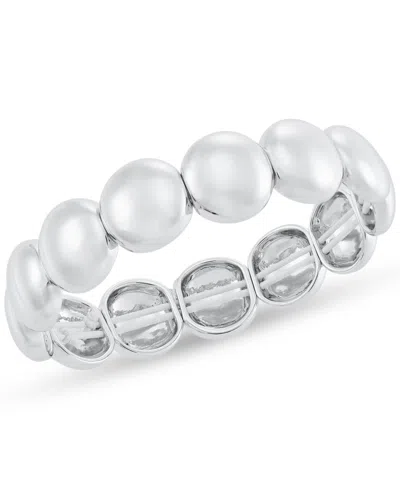 On 34th Domed Segmented Stretch Bracelet, Created For Macy's In Silver