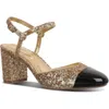 On 34th Dotti Womens Toe Cap Textured Slingback Heels In Gold