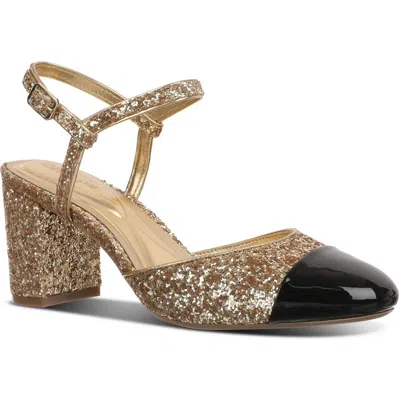 On 34th Dotti Womens Toe Cap Textured Slingback Heels In Gold