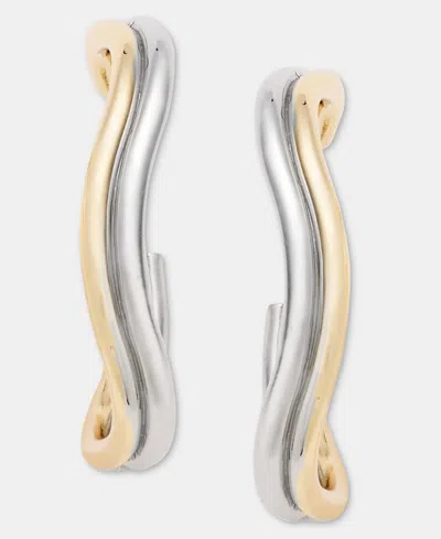 On 34th Double-row Wavy Hoop Earrings, Macy's Exclusive In Gold