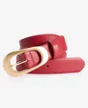 On 34th Faux-leather Oval Buckle Belt, Macy's Exclusive In Red