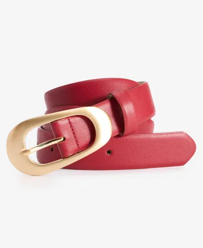 On 34th Faux-leather Oval Buckle Belt, Macy's Exclusive In Red