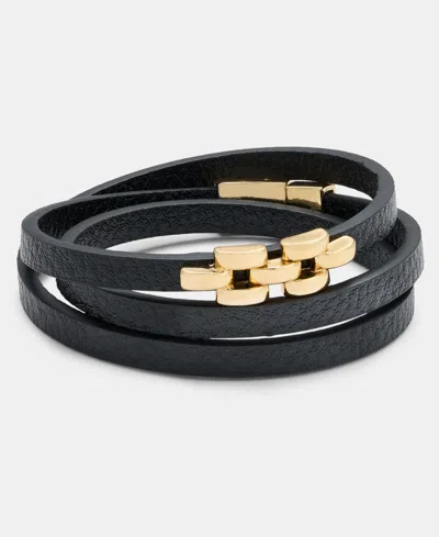 On 34th Faux Leather Wrap Bracelet, Macy's Exclusive In Black