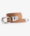 On 34th Faux-suede Sculpture Buckle Belt, Macy's Exclusive In Brown