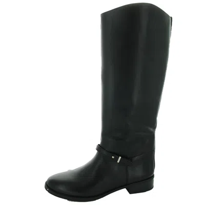 On 34th Firessel Womens Zipper Leather Knee-high Boots In Black