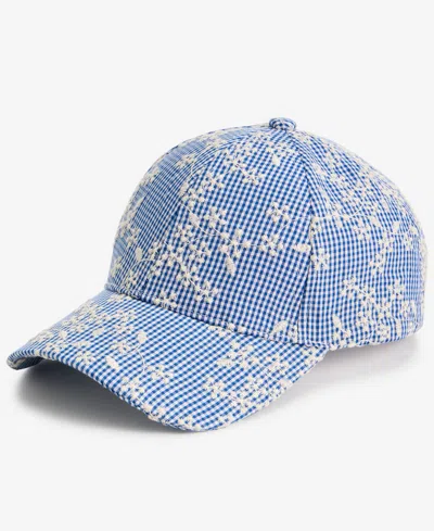 On 34th Floral Embroidered Gingham Baseball Cap, Macy's Exclusive In Multi