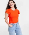 On 34th Flutter Sleeve Top Created For Macys Xxs 4x In Orange