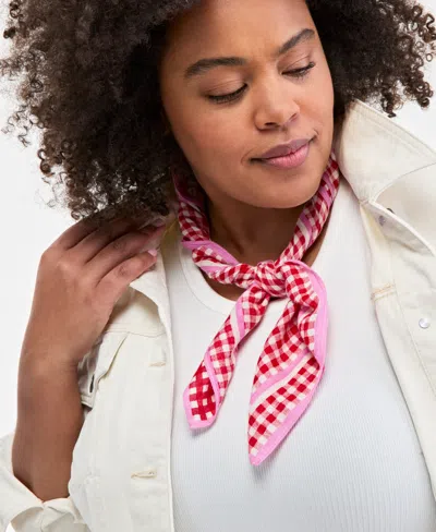 On 34th Gingham Square Bandana Scarf, Exclusively At Macy's In Red