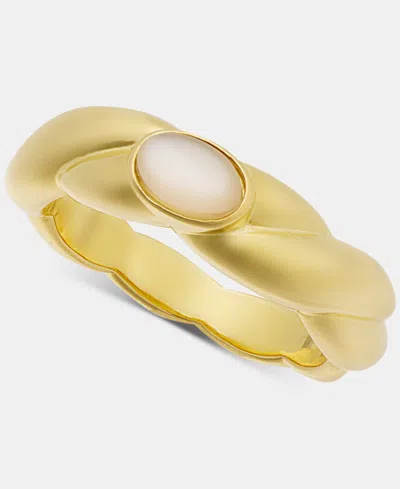 On 34th Gold-plated Twist Mother Of Pearl Ring, Macy's Exclusive In Yellow