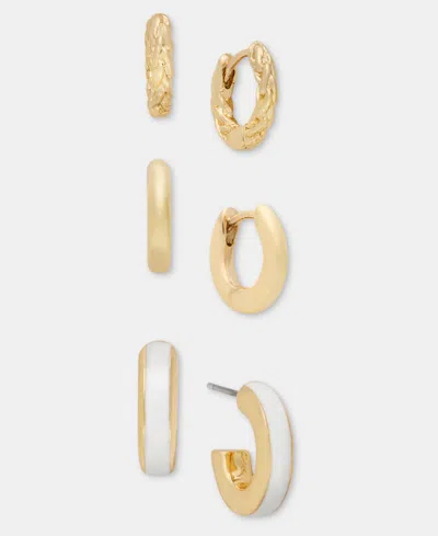 On 34th Gold-tone 3-pc. Set Enamel Small Hoop Earrings, Macy's Exclusive