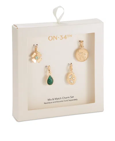 On 34th Gold-tone 4-pc. Set Stone Gold Luck-themed Mix & Match Charms, Created For Macy's