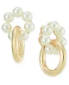 On 34th Gold-tone & Imitation Pearl Linked Ring Drop Earrings, Created For Macy's In Gold