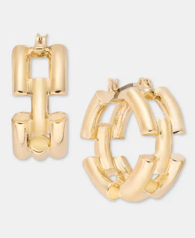 On 34th Gold-tone Chain Link Small Huggie Hoop Earrings, 1", Macy's Exclusive