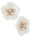 ON 34TH GOLD-TONE COLOR PAVE & IMITATION PEARL MOTHER-OF-PEARL FLOWER STUD EARRINGS, CREATED FOR MACY'S