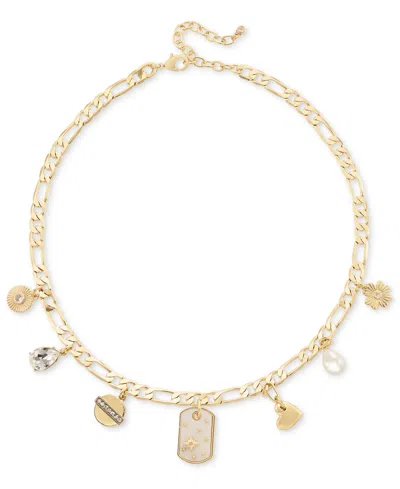 On 34th Gold-tone Crystal & Imitation Pearl Mixed Charm Necklace, 18" + 3" Extender, Created For Macy's