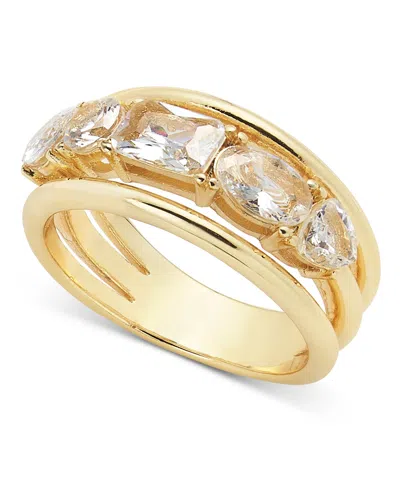 On 34th Gold-tone Crystal Three Row Ring, Exclusively At Macy's