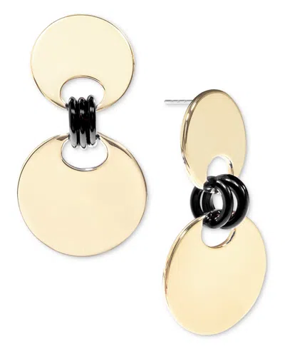 On 34th Gold-tone Disc & Color Ring Drop Earrings, Created For Macy's In Purple