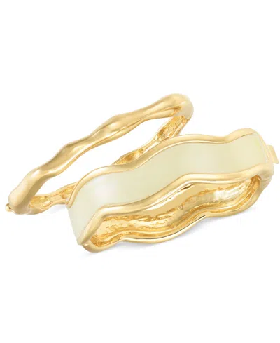 On 34th Gold-tone Faux-pearl Bangle Set, Exclusively At Macy's