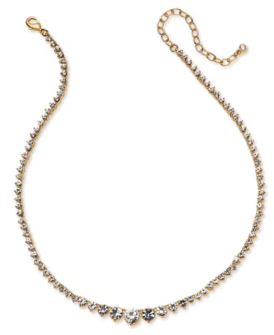 On 34th Gold-tone Graduated Crystal Collar Necklace, 15" + 3" Extender, Created For Macy's In Yellow