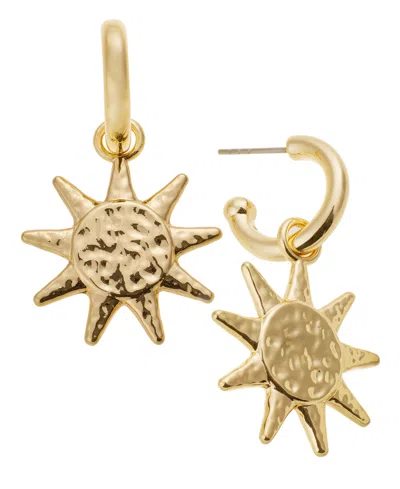 On 34th Gold-tone Hammered Sun Drop Earrings, Exclusively At Macy's