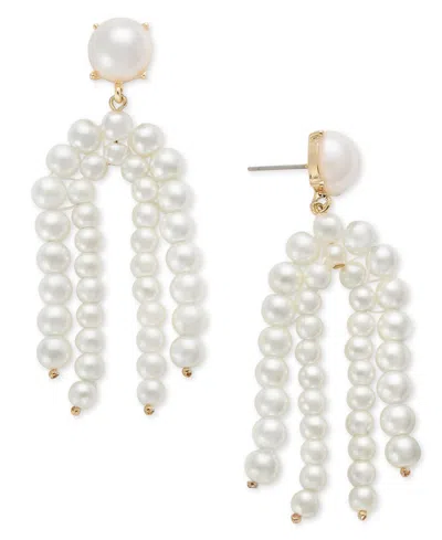 On 34th Gold-tone Imitation Pearl Chandelier Earrings, Created For Macy's In White