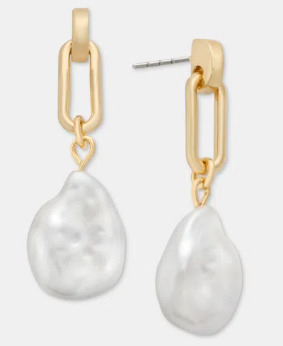 On 34th Gold-tone Imitation Pearl Drop Earrings, Macy's Exclusive