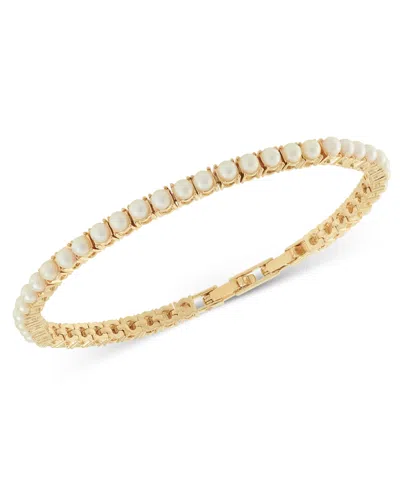 On 34th Gold-tone Imitation Pearl Flex Bracelet, Created For Macy's